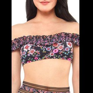Jessica Simpson Posy Fields Gathered Bandeau Swimsuit